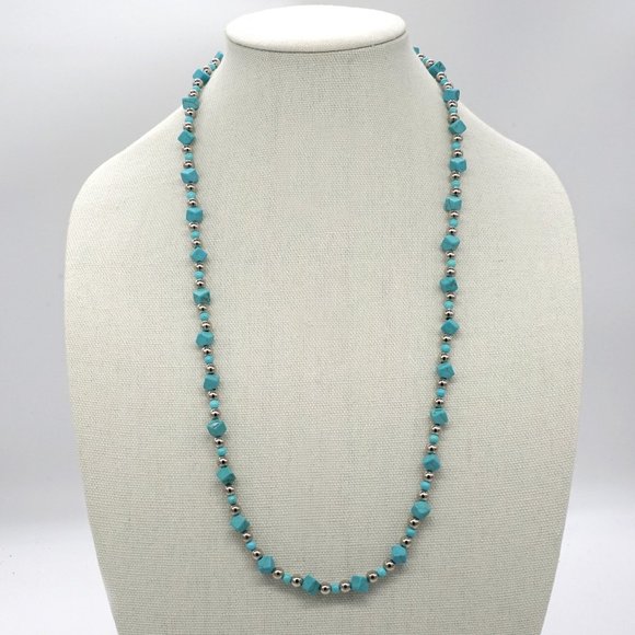 My Bead Emporium Jewelry - Necklace with Turquoise stones and silver accents. Lobster clasp.